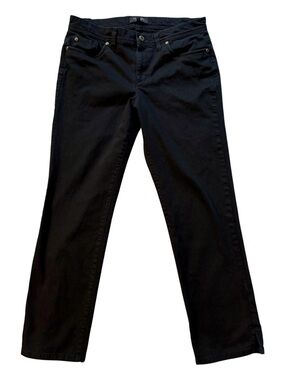 Talbots Jeans, Black Straight-Leg Denim, Size 10, Ankle Slits, Modern, 28L